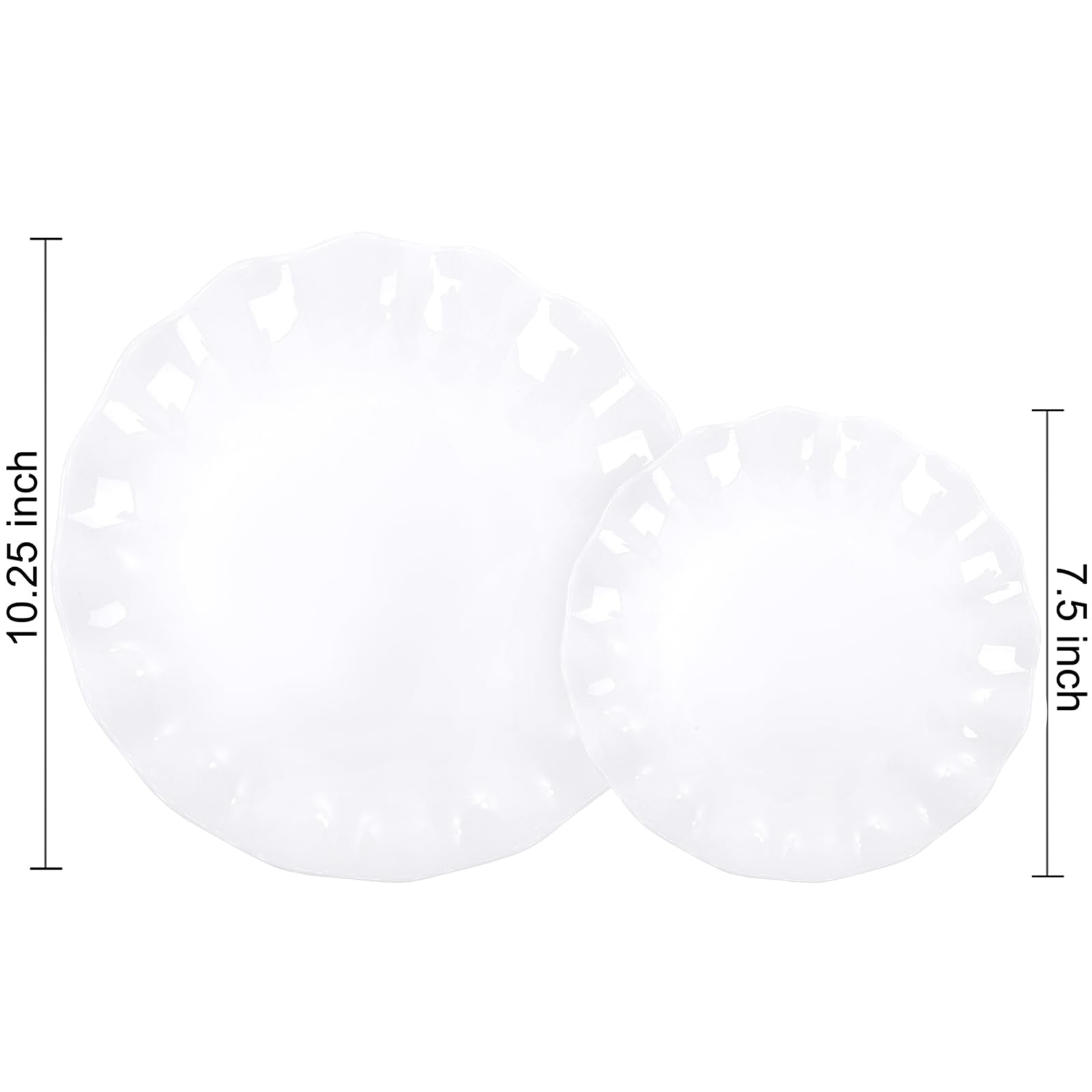 LIYH 24pcs White Plastic Plates Reusable, Unbreakable Dinner & Salad Plates, Microwave & Dishwasher Safe, Perfect for Parties, Birthday, Picnics, BPA Free (12 Guests)