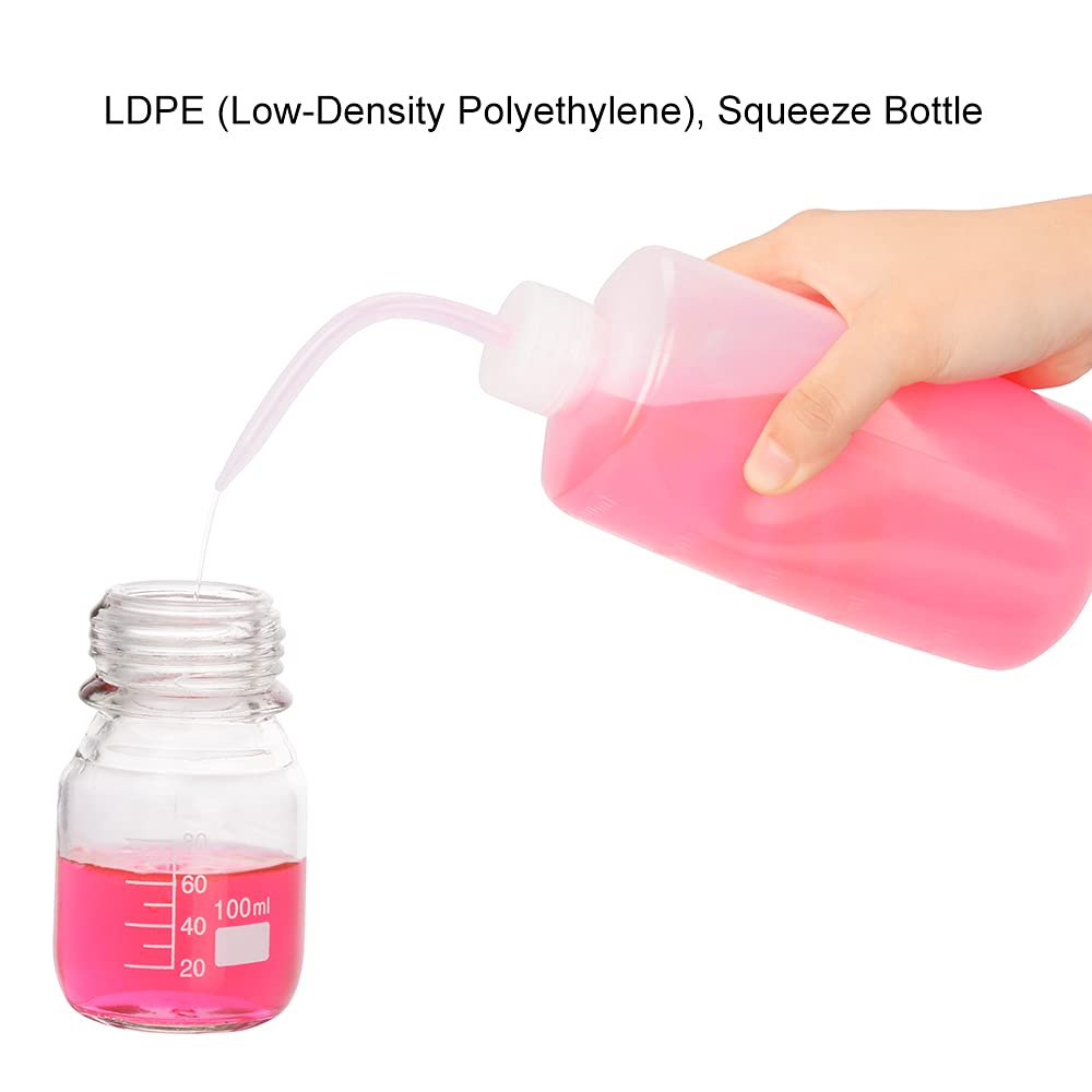 stonylab Chemical Wash Bottle, 2-Pack Plastic Safety Lab Squeeze Wash Bottle, LDPE with Narrow Mouth, 1000 ml (2 Pack)