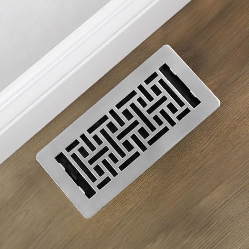 Decor Grates LAJH410-NKL Oriental *NEW* Low Profile Floor Register, 4x10 Inches, Brushed Nickel