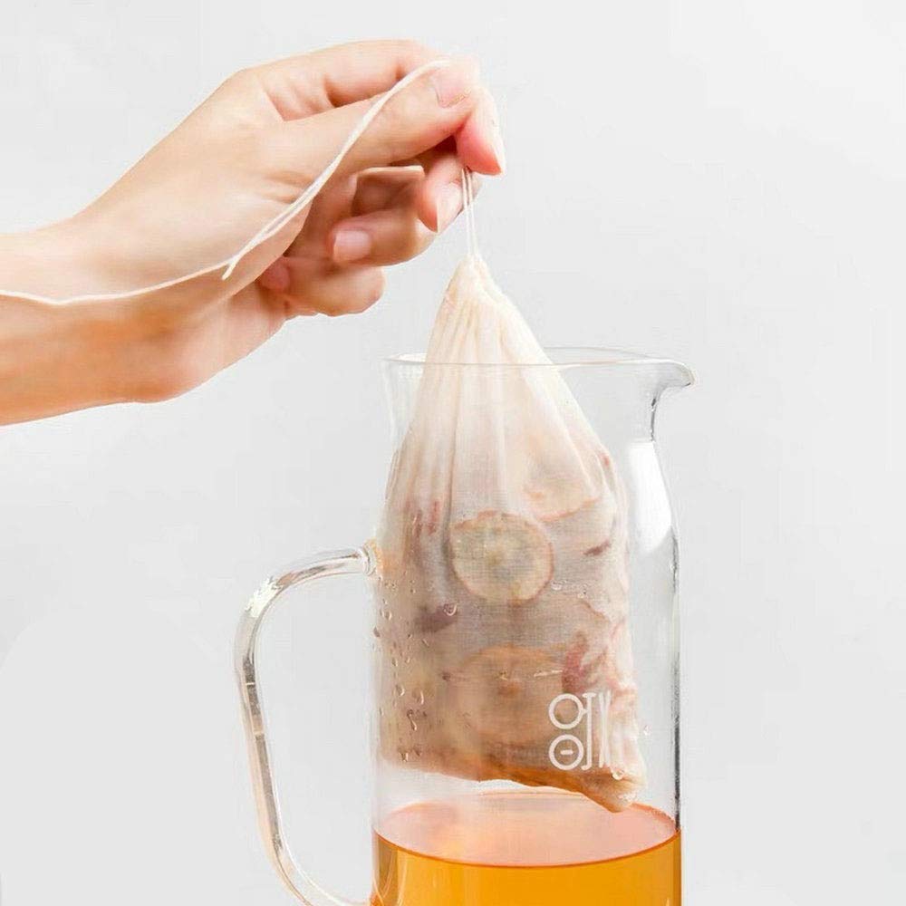TamBee 100Pcs 5.9" x 7.87" Disposable Drawstring Tea infusers Tea Filter Bags for Loose Tea Herbs Spice Bouquet Garni Potpourri Bags（ 5.9" x 7.87" /15 x 20cm）