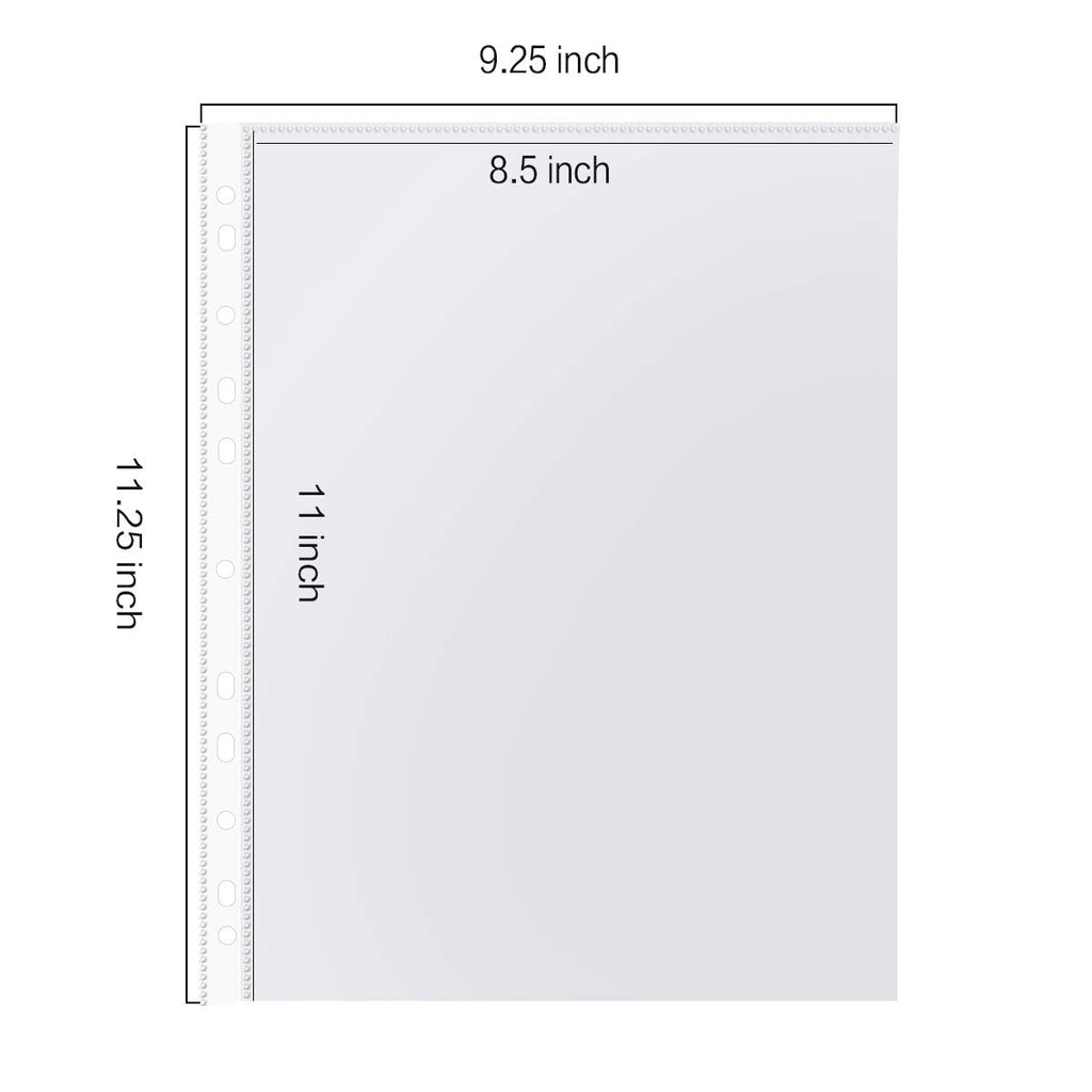 Sheet Protectors, PANDRI 200 Pack Clear Heavy Duty Plastic Page Protectors Sheet Reinforced 11-Hole Fit for 3 Ring Binder Fits Standard 8.5 x 11 Paper, 9.25 x 11.25 Top Loaded, Acid Free
