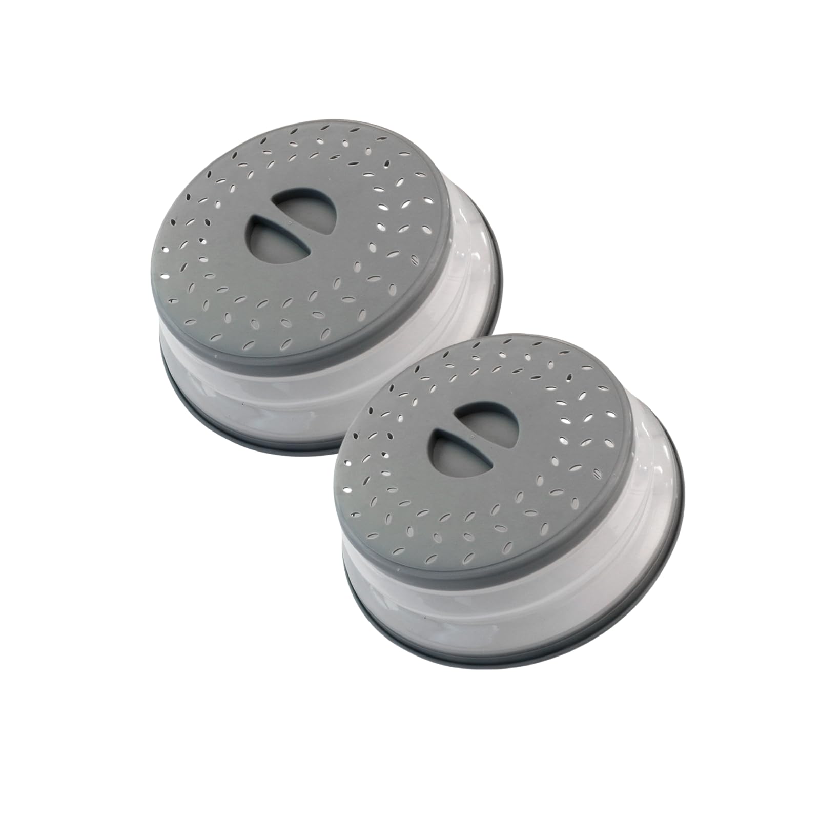 Microwave Splatter Cover 2pc Collapsible Microwave Plate Cover for Food Collapsible Microwave Cover with Steam Vents (Grey)