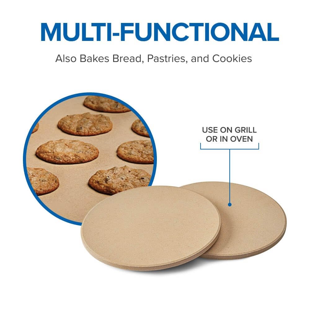 Napoleon Personal Sized Pizza Baking Stone Set - BBQ Grill Accessories, Two 10-inch Personal Pizza Baking Stones, Stone Oven Pizza, Pizzaria Results, Easy to Use, Use in BBQ Grill or Oven
