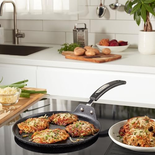 Starfrit The Rock 26cm (10") Non-Stick Multi Pan - Tawa - Durable Forged Aluminum - Induction Ready - Oven Safe - PFOA Free - Easy to Clean - Black