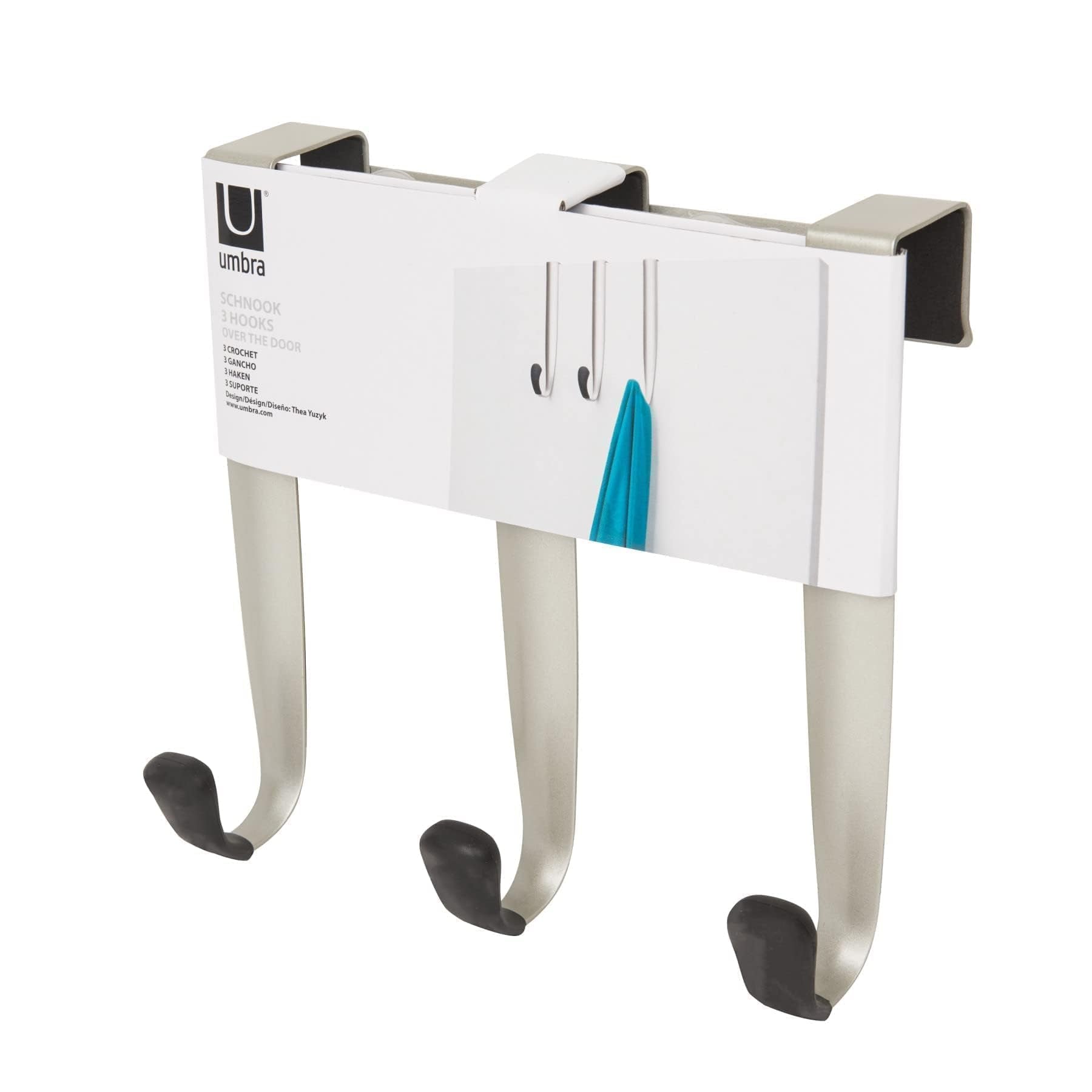 Umbra Schnook Steel Over-The-Door Multi-Hook, 3-Hook