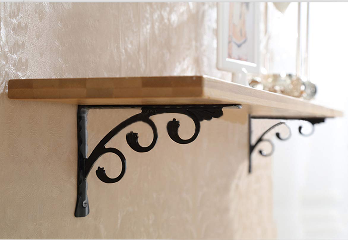 OVOV 6 Pack Decorative Shelf Brackets Wall Mounted Shelving Brackets L Corner Shelf Support Decor for Farmhouse (Black) 6"