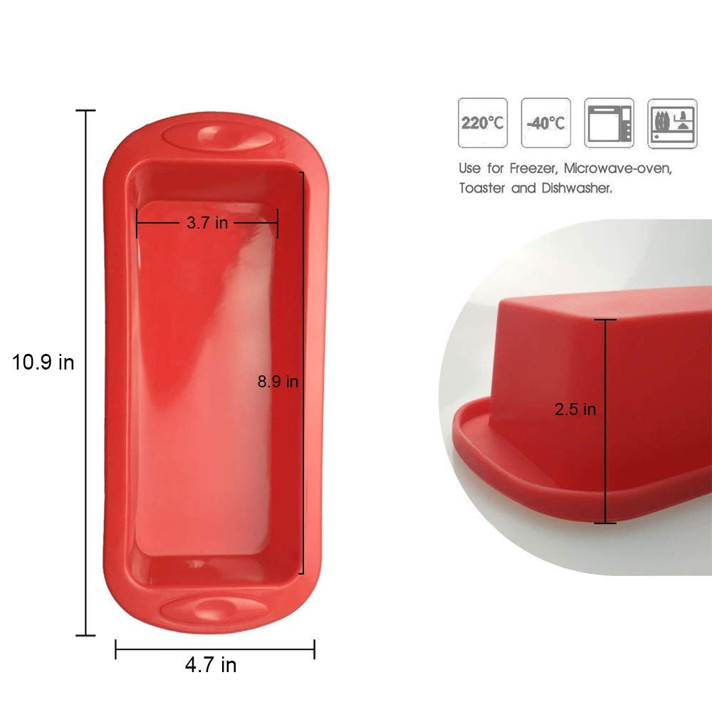 SILIVO Silicone Bread and Loaf Pans - Set of 2 - Nonstick Silicone Baking Mold for Homemade Loaf, Bread and Meatloaf - 8.9x3.7x2.5 inch