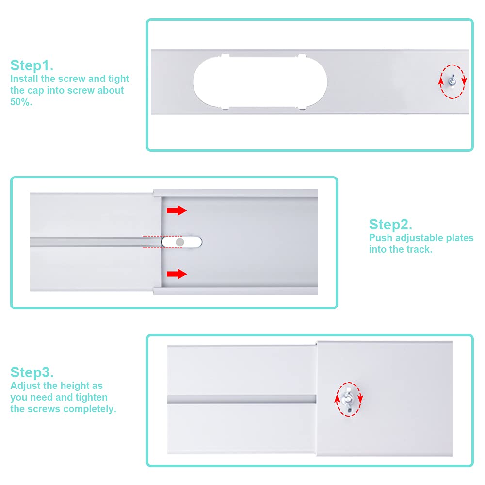 Portable AC Window Kit with Exhaust Hose, Air Conditioners Kits Parts Adjustable Window Seals for Sliding Window, Vertical Sliding AC Vent Kit with 5.9” Round Coupler