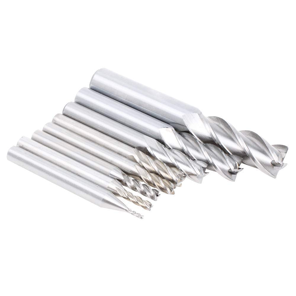 In-tool-home 1/8" 3/16" 1/4" 5/16" 3/8" 1/2" high Speed Steel HSS 4 Flute Straight End Mill Cutter Set of 8