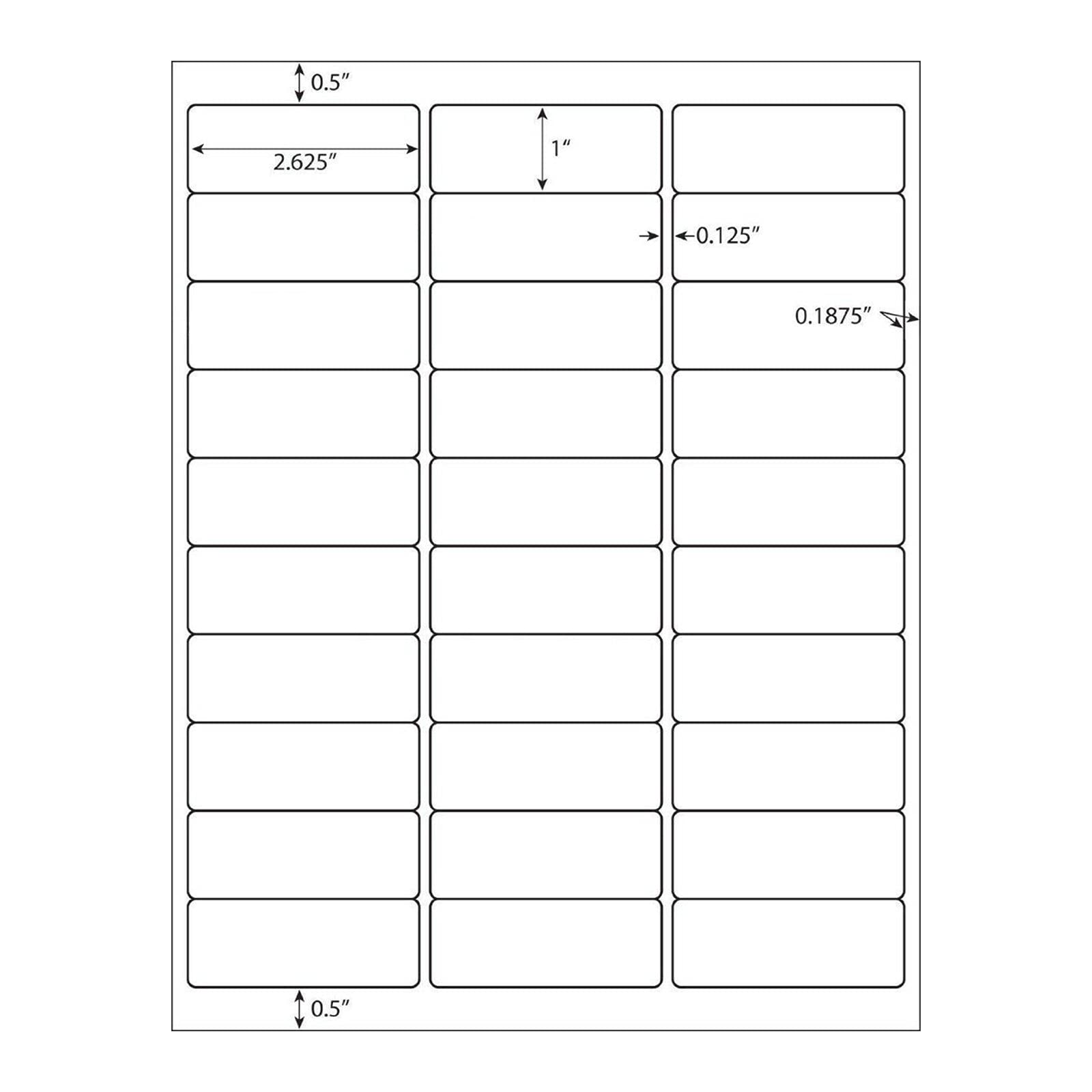 100 Sheets 3000 Labels LabelMore 30 up Labels 1" X 2-5/8" Shipping Labels Self Adhesive for Laser and Inkjet Printers 8.5" x 11" White.