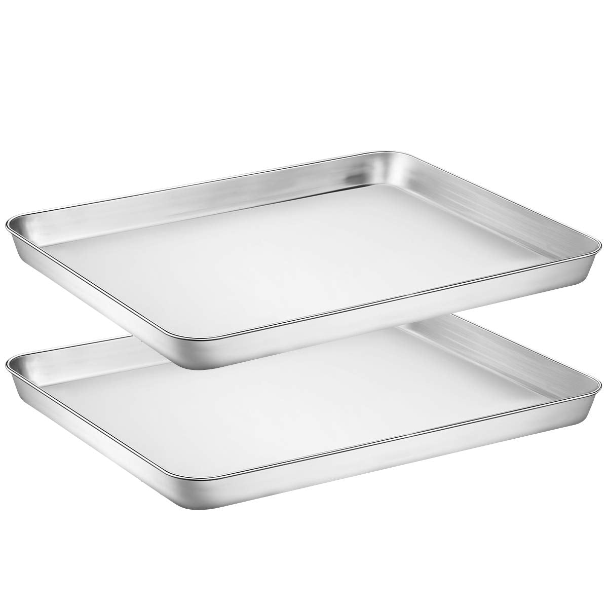 Wildone Baking Sheet Set of 2 - Stainless Steel Cookie Sheet Baking Pan, Size 16 x 12 x 1 inch, Non Toxic & Heavy Duty & Mirror Finish & Rust Free & Easy Clean
