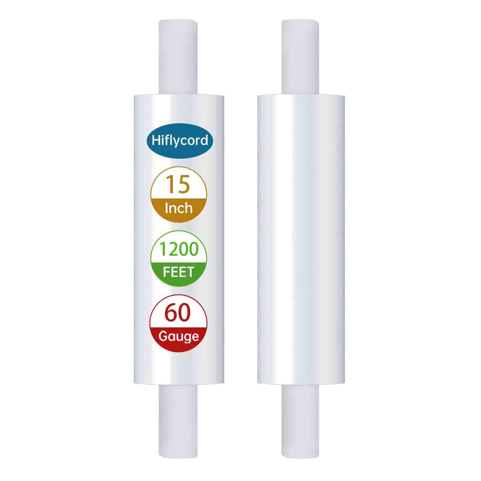 Stretch wrap roll with Handles 15" X 1200 Feet, Stretch Wrap Industrial Strength, Shrink Wrap Packing Moving Suppliers 60 Gauge Plastic Wrap for Pallet Wrapping Shipping and Surface Protection