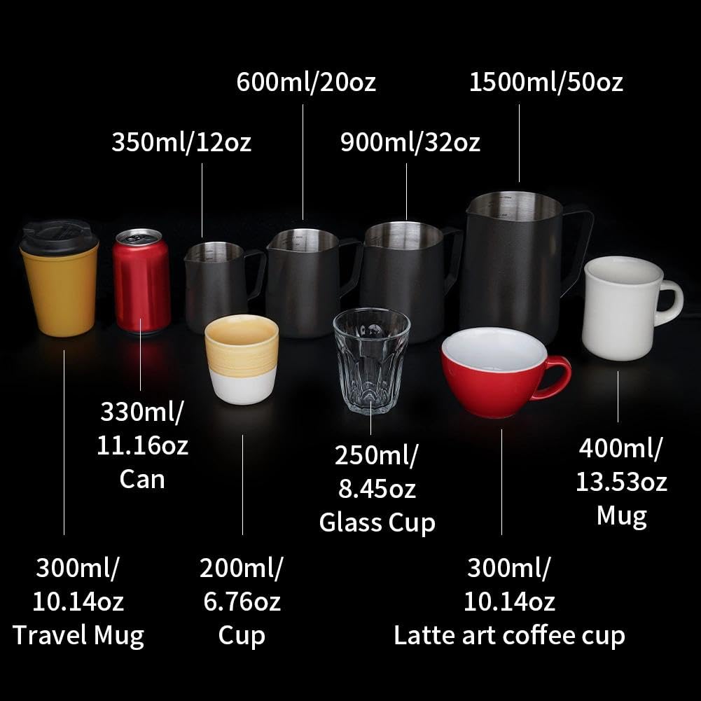 watchget Stainless Steel Milk Frothing Pitcher 20oz/600ml - Espresso Steaming Pitcher for Cappuccino, Latte Art, Coffee Machine Accessories Milk Jug Coffee Frother Cup, Silver