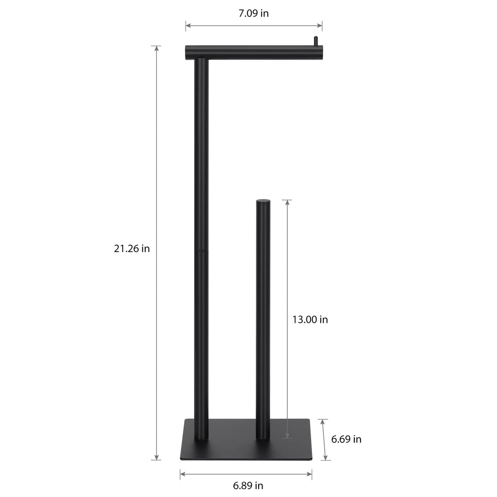 Toilet Paper Stand Tissue Paper Holder Black Toilet Roll Dispenser Free Standing Tissue Paper Organizer Bath Paper Storage Holder Floor Toilet Paper Holder with Square Base for Lavatory (Black)