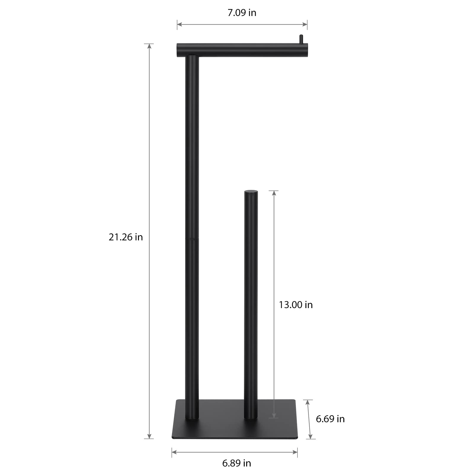 Toilet Paper Stand Tissue Paper Holder Black Toilet Roll Dispenser Free Standing Tissue Paper Organizer Bath Paper Storage Holder Floor Toilet Paper Holder with Square Base for Lavatory (Black)