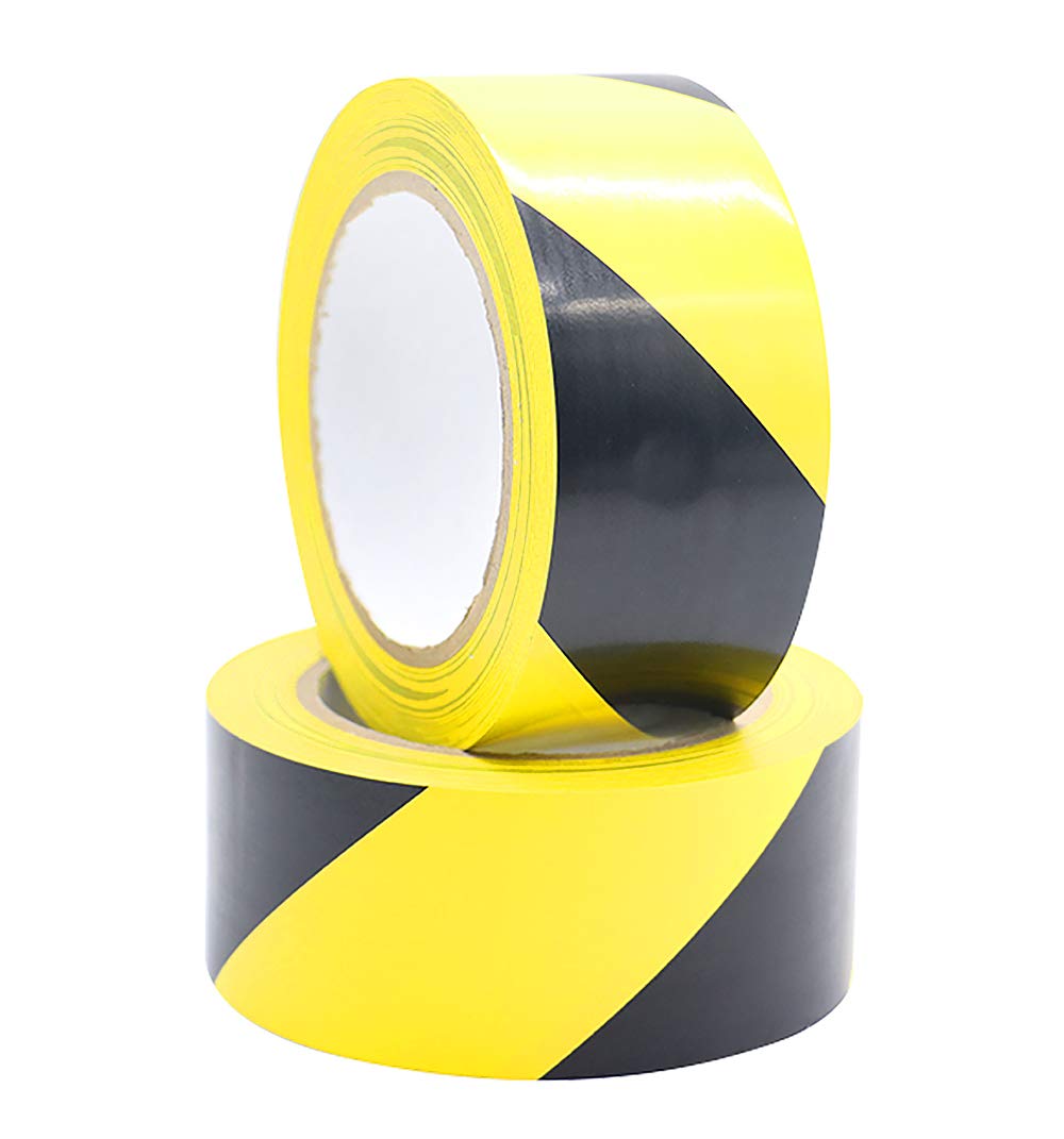 Black & Yellow Floor Hazard Marking Tape, 2" x 36 yds x 5.9mil 2 Pack, Stair Safety Warning Tape for Caution, BOMEI PACK