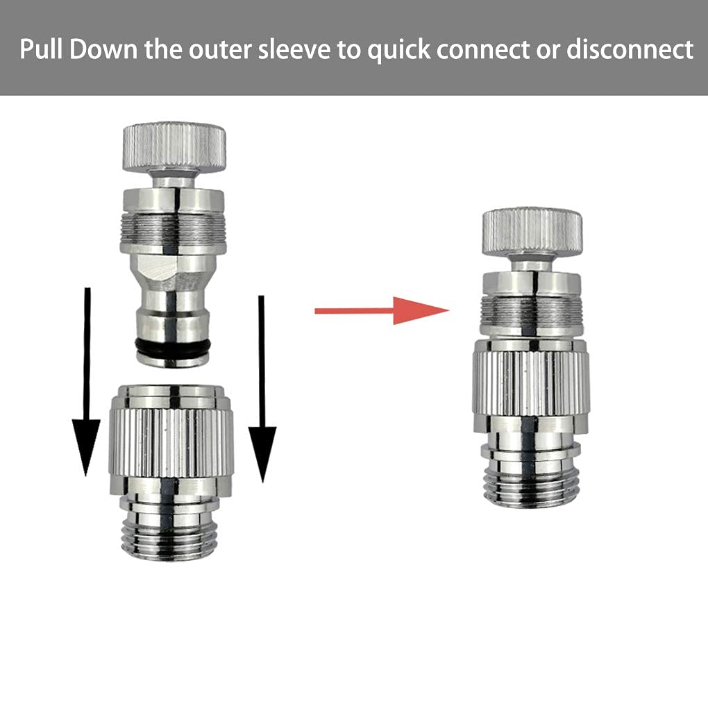 Dishwasher,washer Snap Coupling Adapter,shower hose, garden hose(3/4GHT) quick connection, for Bathroom/kitchen,sink to hose adapter Faucet Hose, Sink Quick-fit Attachment (Quick-Connect)
