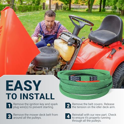 BlueStars 429636 197253 Lawn Mower Drive/Deck Belt - Fits for 42" Deck Craftsman Husqvarna AYP Poulan 532429636 532197253 598559101 592855001 PP19A42 YTA18542 | Aramid Cord | 101 inch