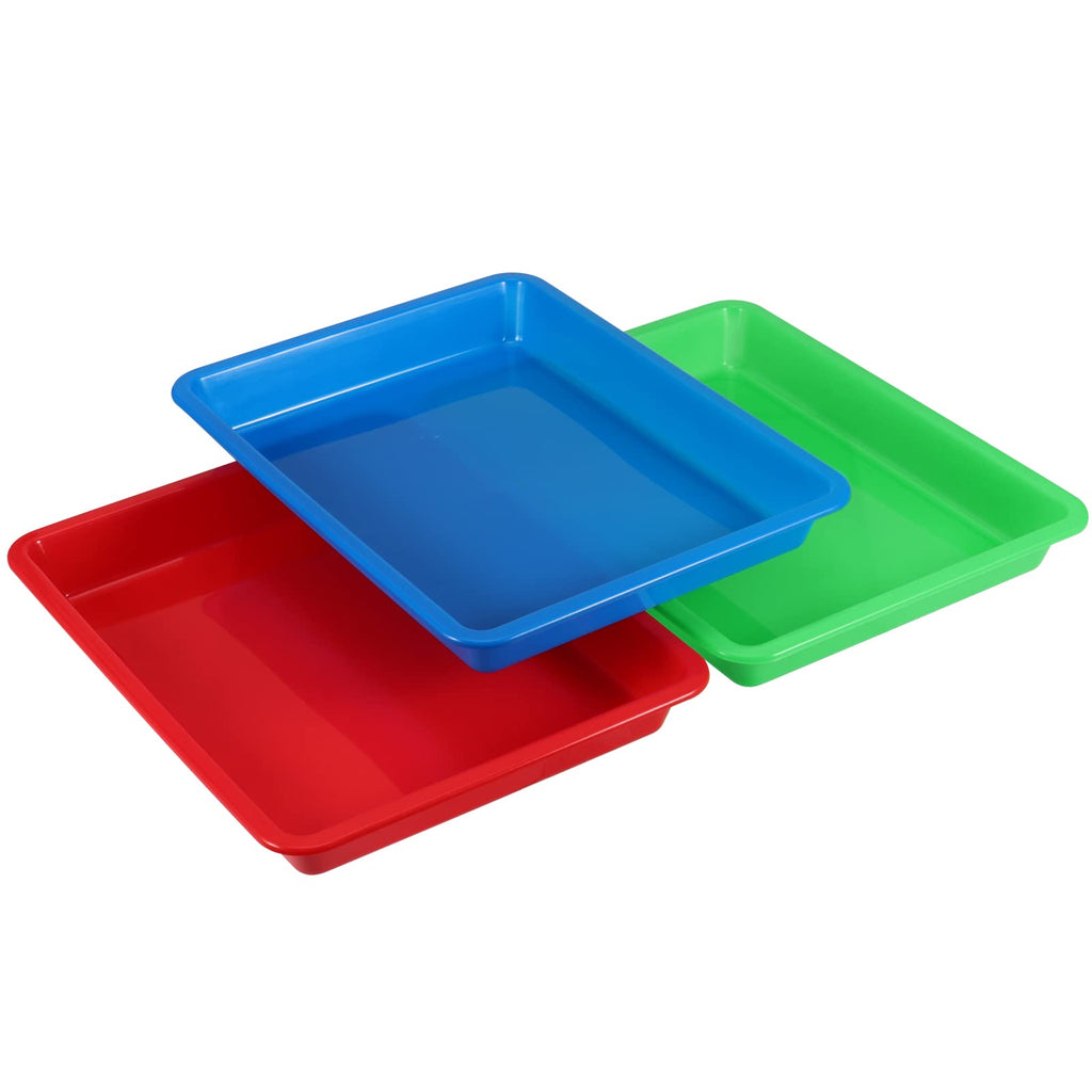 JOIKIT 10 Pack 10.8 x 8.3 Inch Multicolor Plastic Art Trays, Art and Crafts Organizer Tray, Activity Organizer Serving Tray for Beads, Painting, Blocks, DIY Project