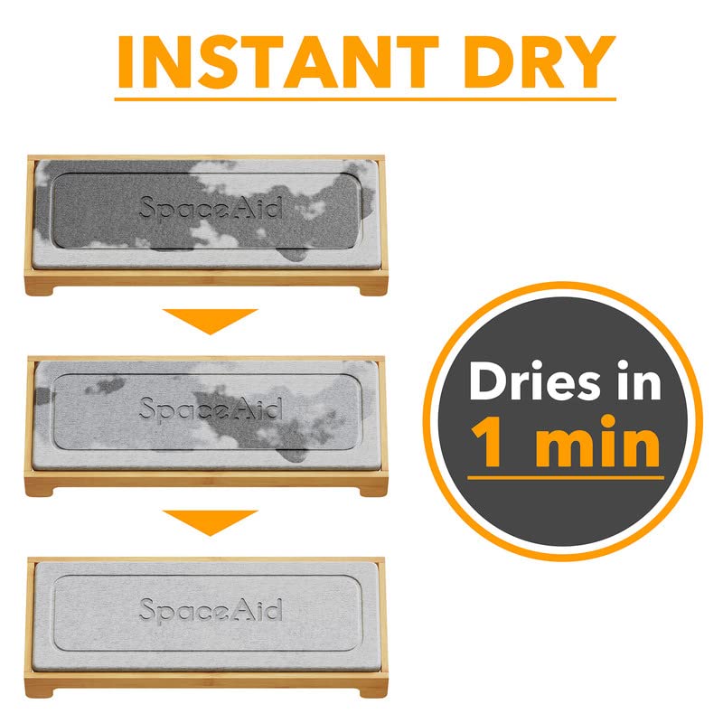 SpaceAid DryingNeat Instant Dry Sink Caddy Organizers, Kitchen Sponge Soap Holder Dispenser, Countertop Fast Drying Counter Tray Rack (Bamboo, Gray)