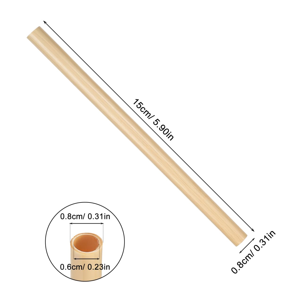 100Pcs Mason Bee Tubes Reed Tubes for Bees 6 Inch Bee Nesting Tubes Beekeeper Replacement Nesting Refill Tubes, Diameter: 0.6-0.8 cm