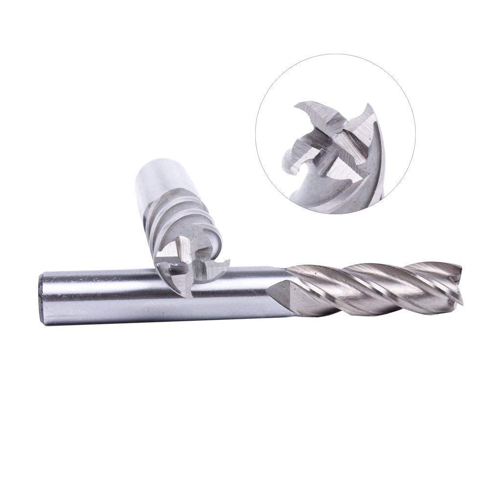 In-tool-home 1/8" 3/16" 1/4" 5/16" 3/8" 1/2" high Speed Steel HSS 4 Flute Straight End Mill Cutter Set of 8
