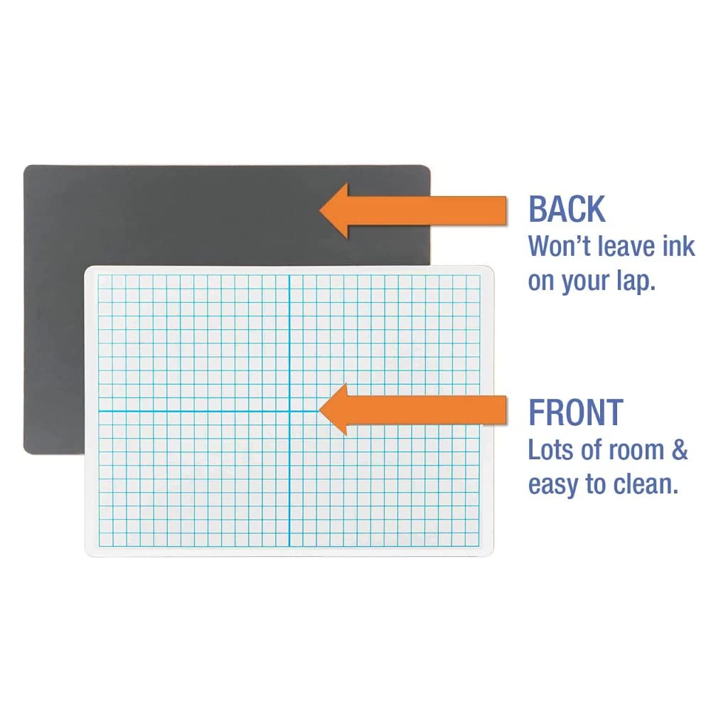 Dry Erase Lapboards with Grid Lines - Pack of 25 Graph Whiteboard Set - 9x12 - Student Single Sided - Improve Children's Classroom Learning with Portable White Boards