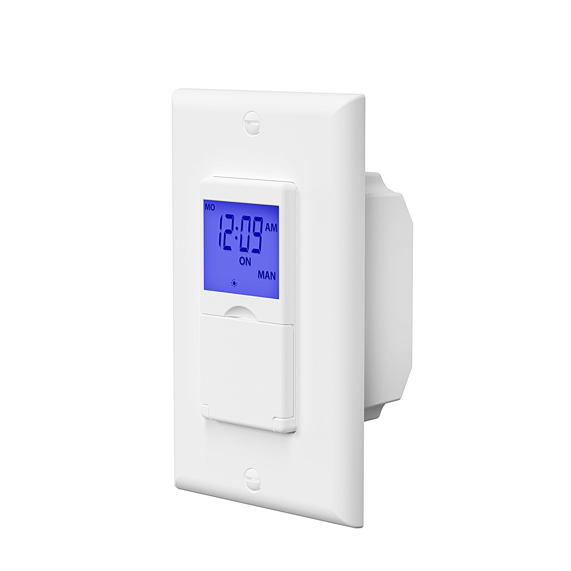 BN-LINK 7 Day Programmable in-Wall Timer Switch for Lights, Digital Light Switch Timer Indoor, Single Pole and 3 Way (Compatible with SPDT) Both Use, Neutral Wire Required, Blue Backlight, ETL Listed