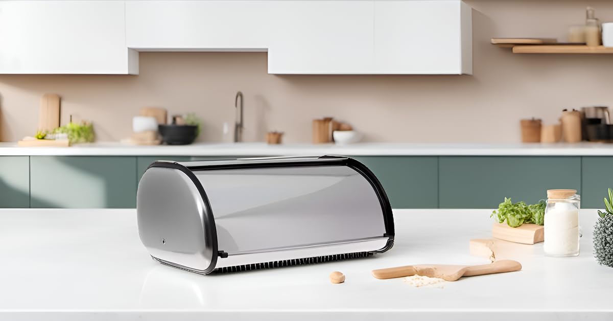 Home-it Stainless Steel Bread Box for Kitchen, Bread bin, Bread Storage Bread Holder 16.5x10x8