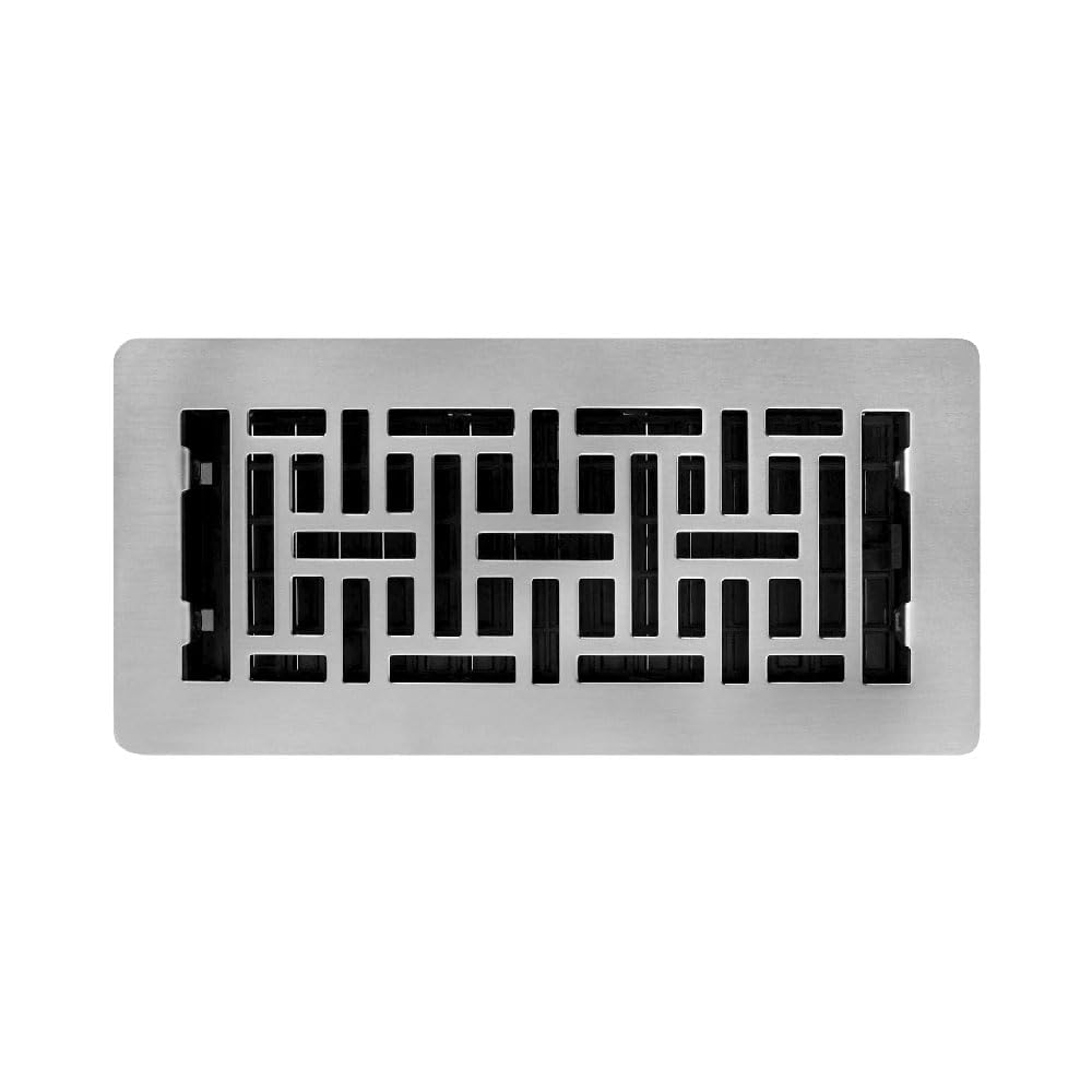 Decor Grates LAJH410-NKL Oriental *NEW* Low Profile Floor Register, 4x10 Inches, Brushed Nickel