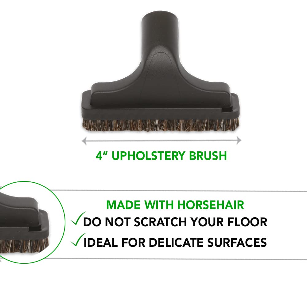 OVO 5PCS Universal Vacuum Cleaner Accessories - 12in Floor Brush, Dusting Brush, Crevice Tool, On-Board Caddy Tool, Upholstery Brush, 1 1/4 inch (32mm) Inner Diameter, Fits All, Black, KIT-216-100-BK