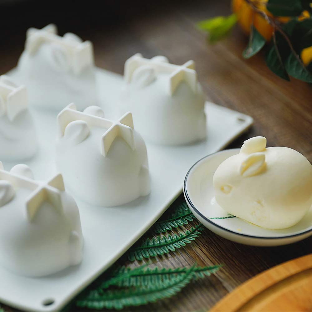 2Pcs Small Size 3D Rabbit Silicone Mousse Molds Easter Bunny Cake Baking Mold Rabbit Jello Pudding Ice Cube Trays Soap Candle Lotion Bar Plaster Molds