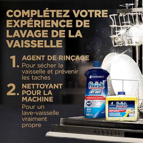 Finish® Quantum UltraMAX® Automatic Dishwasher Detergent, Lemon, 60 Tabs - Removes burnt-on stains & 24 h dried-on stains, no pre-rinse needed, 60 Tabs