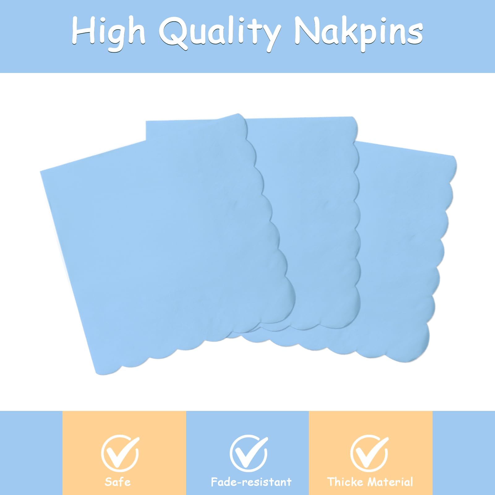 PYAILI 168 Pcs Baby Blue Party Tableware Set, Paper Plates Cups Napkins, Dinnerware Set for Kids Adult Birthday,Wedding,Baby Shower Party Tableware