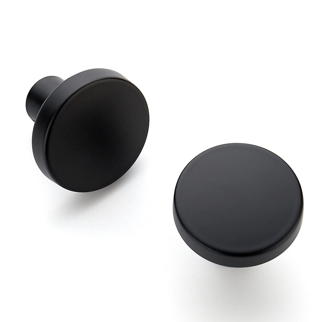 Ravinte 10 Pack Drawer Pulls 1-1/4 Inch Kitchen Cabinet Knobs Solid Round Dresser Drawer Knobs Matte Black Dresser Knobs Drawer Knobs Simple Cabinet Hardware for Cupboard Drawer Pulls