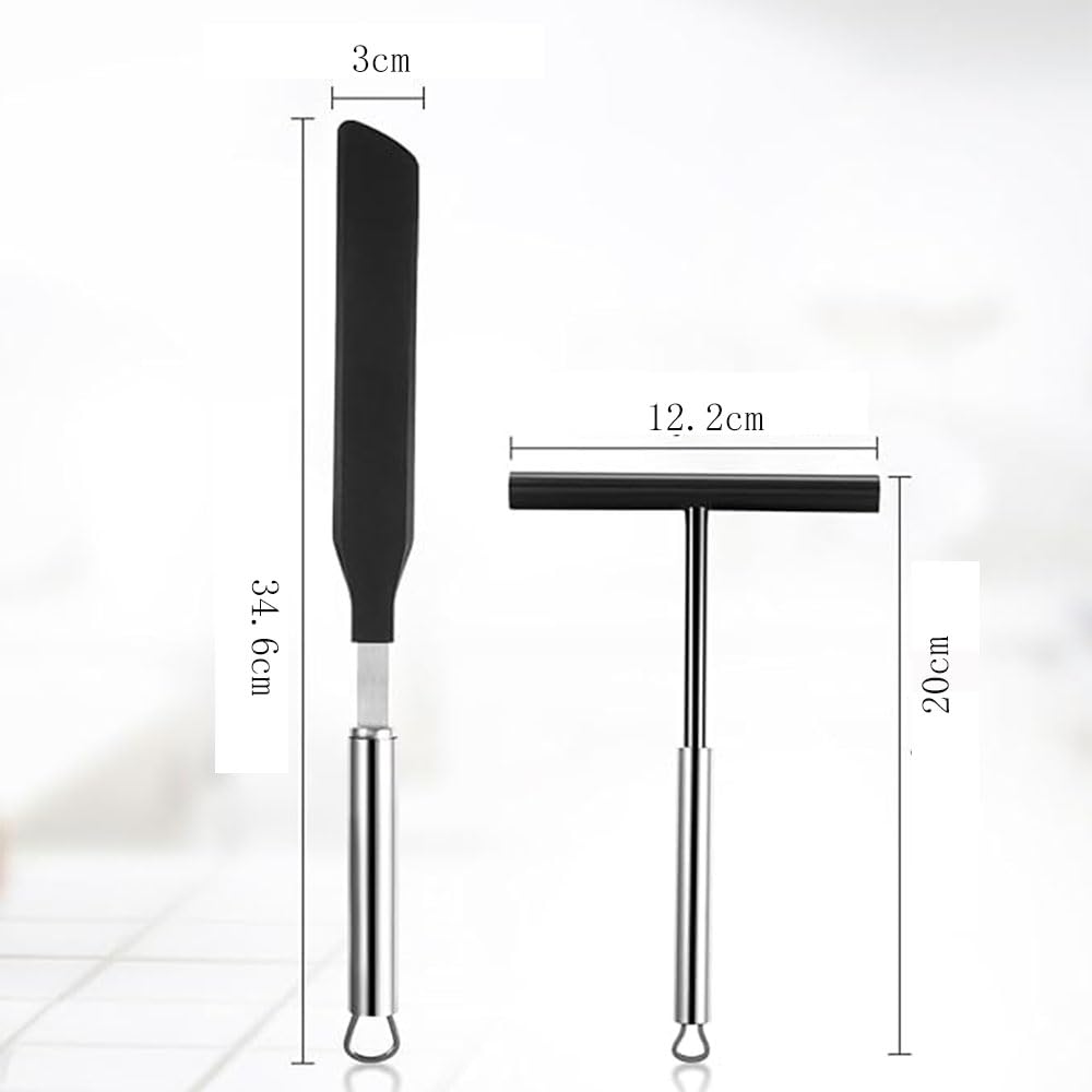 Yeanifeana Crepe Spreader and Spatula Set,Stainless Steel Crepes Spreader Tool,Crepe Spatula Crepes Maker Accessories for Kitchen Home Restaurant Pancake Bakery