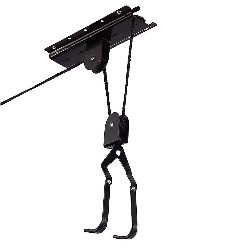 HOSKO Garage Bike Lift - Heavy Duty Ceiling Mountain Bicycle Hook Pulley Rack 100lbs Capacity
