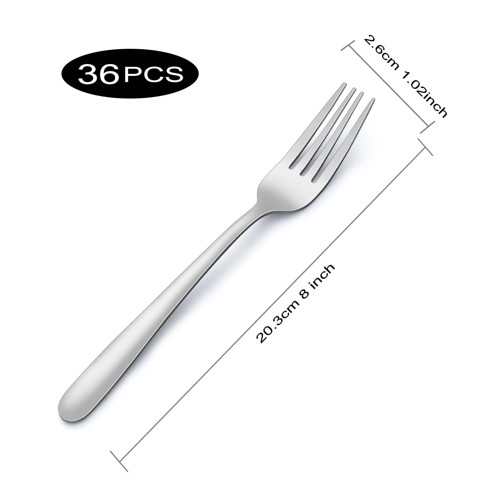 Pleafind 36-Pcs Dinner Forks Set, 8 Inch Forks Silverware, Stainless Steel Fork, Silverware Fork, Mirror Polished Fork Set, Small Forks for Home, Restaurant, Dishwasher Safe
