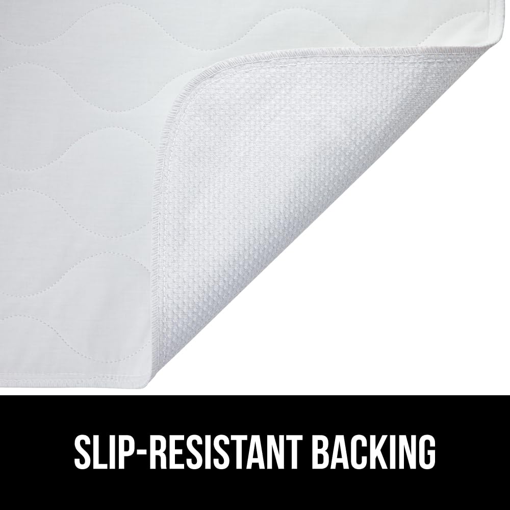 GORILLA GRIP Washable Bed Pads for Incontinence, Leak Proof Slip Resistant Pee Pad Protector, 52x34, Absorbs 8 Cups, Soft Mattress Protection Chux for Enuresis Bedwetting, Adults, Elderly, Kids, White