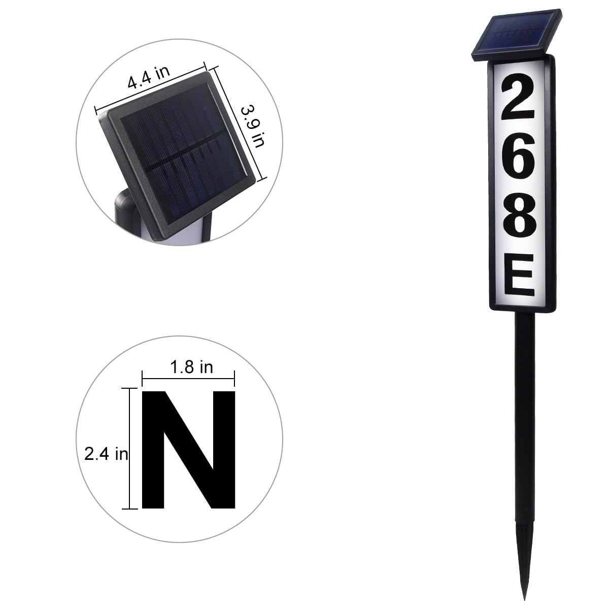 Solar Address Sign Lighted Solar House Numbers for Outside Address Plaques for House Address Sign Numbers for Address, Yard, Garden, Driveway, Outdoor