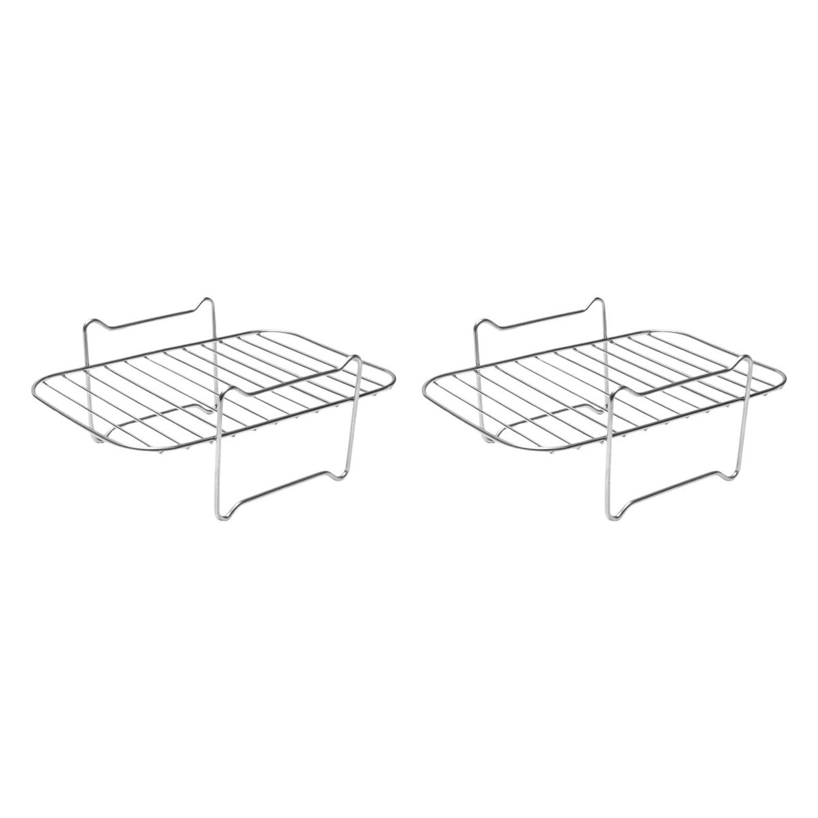 [2-Pack] Air Fryer Rack for Ninja Foodi DZ201/DZ401 | Stainless Steel Multi-Layer Rectangle Stackable Dehydrator Rack | Accessories Compatible with Ninja Foodi Double Basket Air Fryers