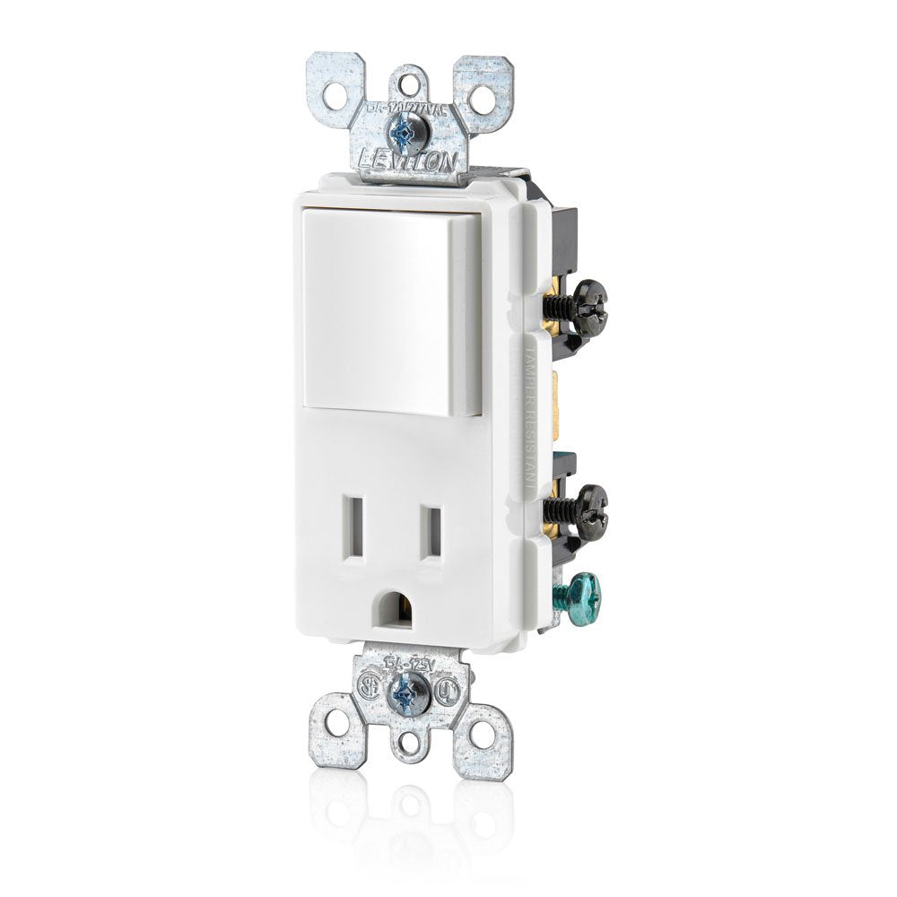 Leviton Decora Switch and Receptacle Combination, Tamper-Resistant, Commercial Grade, T5625-W, White