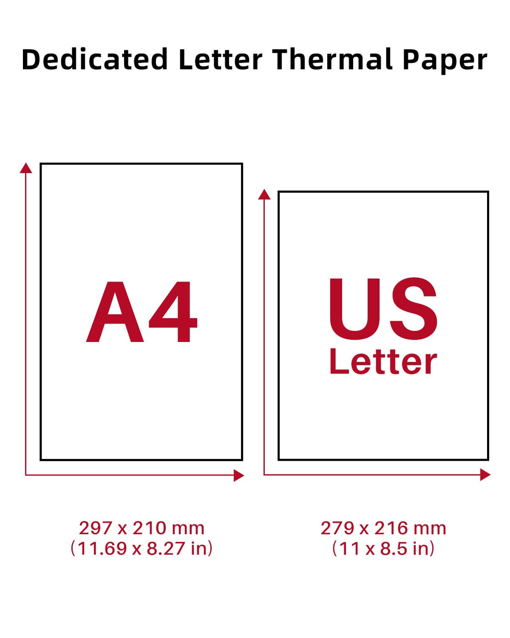 Phomemo US Letter Thermal Printer Paper, Advanced Thermal Printing, Back to School Supplies, Compatible with M08F-Letter, M832, M833, M834 Portable Printer, 8.5" x 11", 200 Sheets