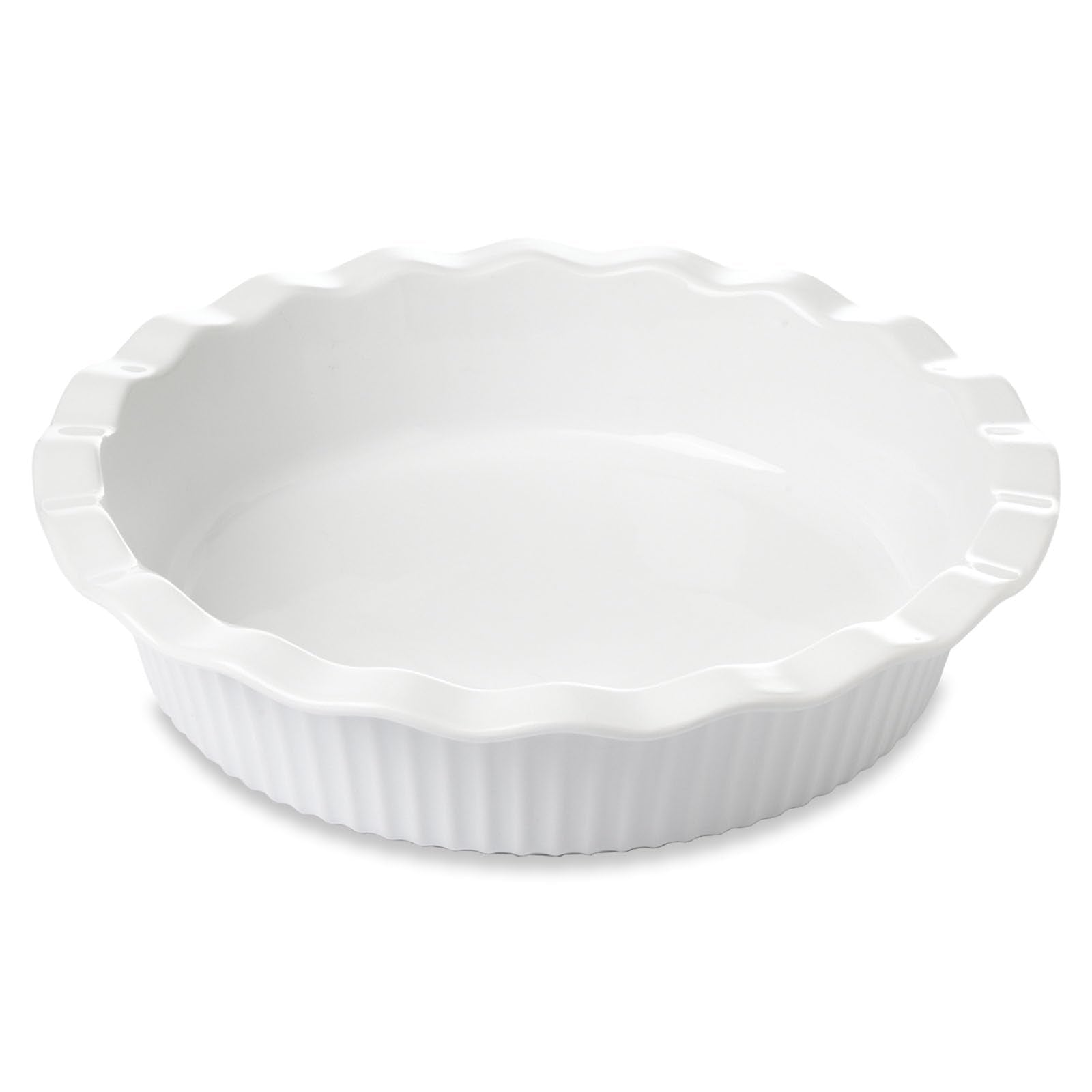Miicol White Ceramic Pie Pan, 50 oz / 1500 ml Ripple Edge Deep Baking Dish, 9 Inch / 22 cm Round Ceramic Pie Plate, Suitable for Quiche, Apple Pie, Meat Pie, Ideal Gift for Baking Lovers