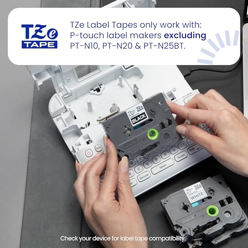 Brother Genuine TZe-131 Black on Clear Laminated Tape for TZe-Compatible P-Touch Label Makers, 12 mm Wide x 8 m Long