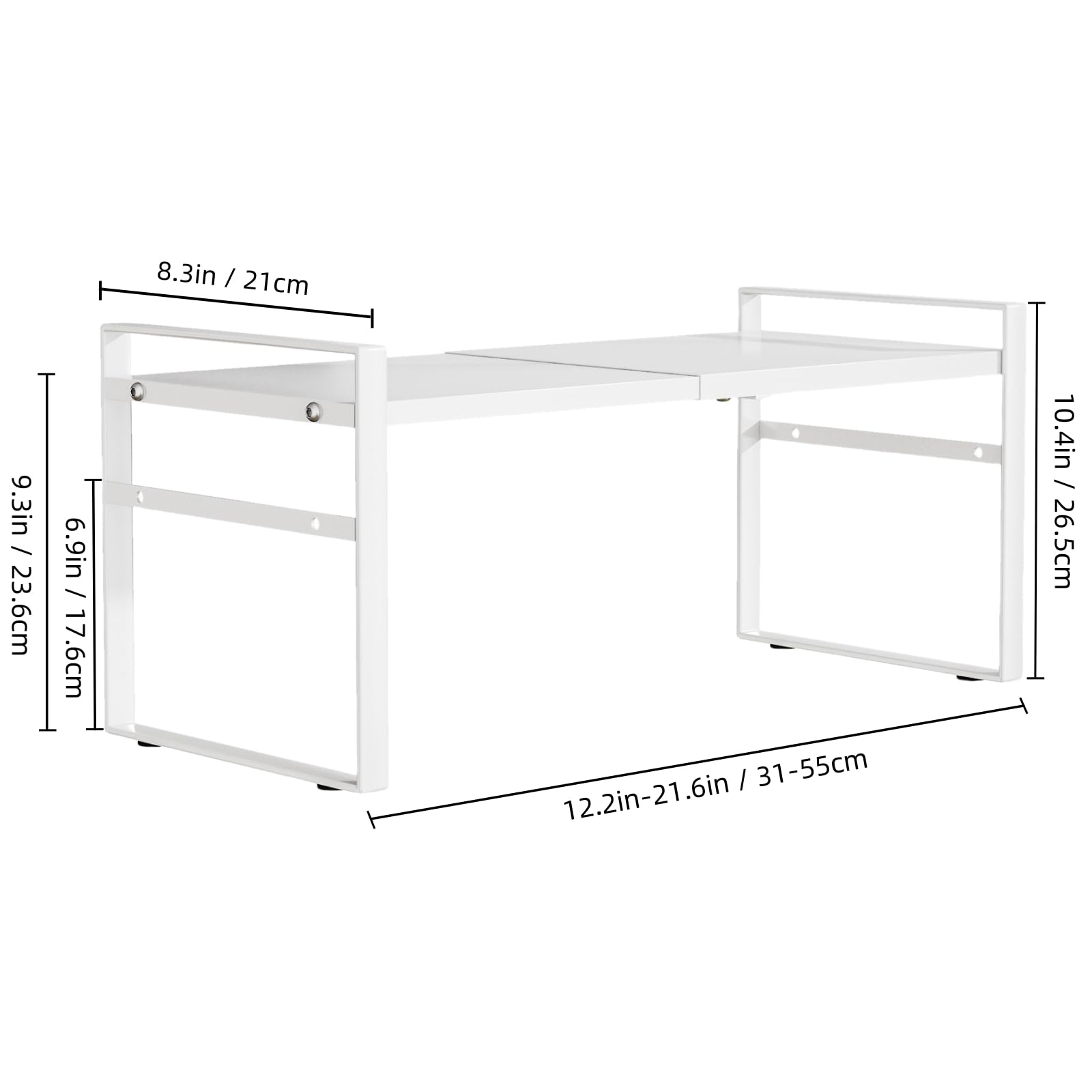 Expandable Cabinet Shelf Organizer Riser for Kitchen Pantry Cupboard Under Sink Countertop,Kitchen Cabinet Shelf 8.2’’D * 12.2-23.6’’W * 10.4’’(White)