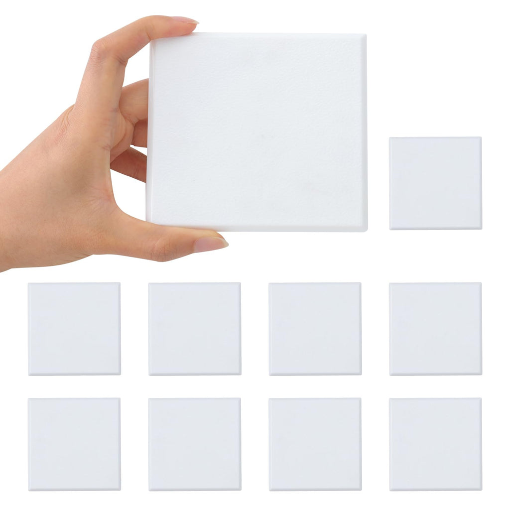 HOME MASTER HARDWARE Self Adhesive Wall Protector Square 4 inch, 10 Pack Door Handle Wall Shield Guard Door Stop, Rigid Vinyl Wall Protection Pad White 10 Pack