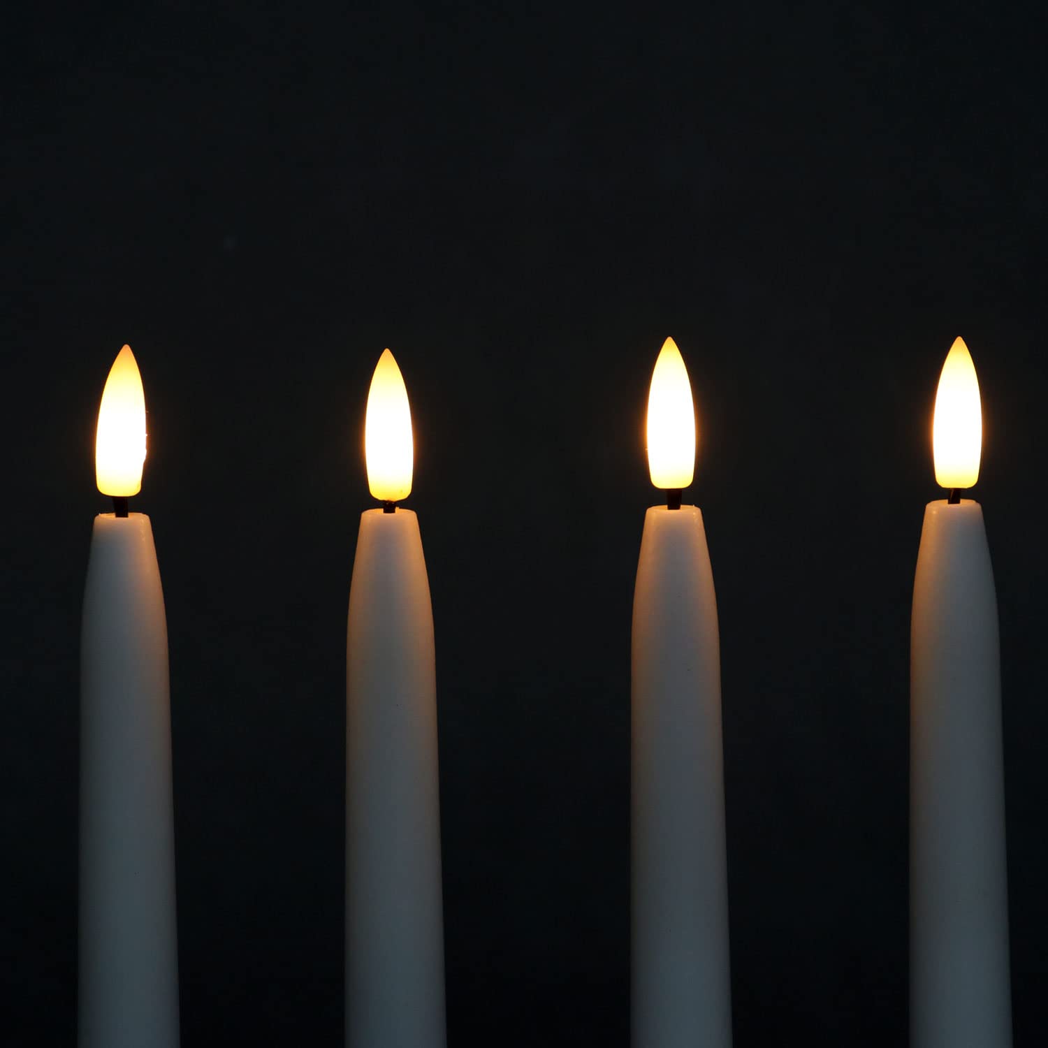 Fanna Flameless Taper Candles with Timer, Battery Operated Led Candles Real Wax Finished, Remote and Batteries Included - H 11’’ Set of 4 (White)