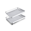 TeamFar- Toaster Oven Pans, 9.3'' X 7'' X 1'' Stainless Steel Compact Toaster Oven Tray Ovenware, Healthy & Durable, Roll Edge & Mirror Finish, Easy Clean & Dishwasher Safe 2 Pcs