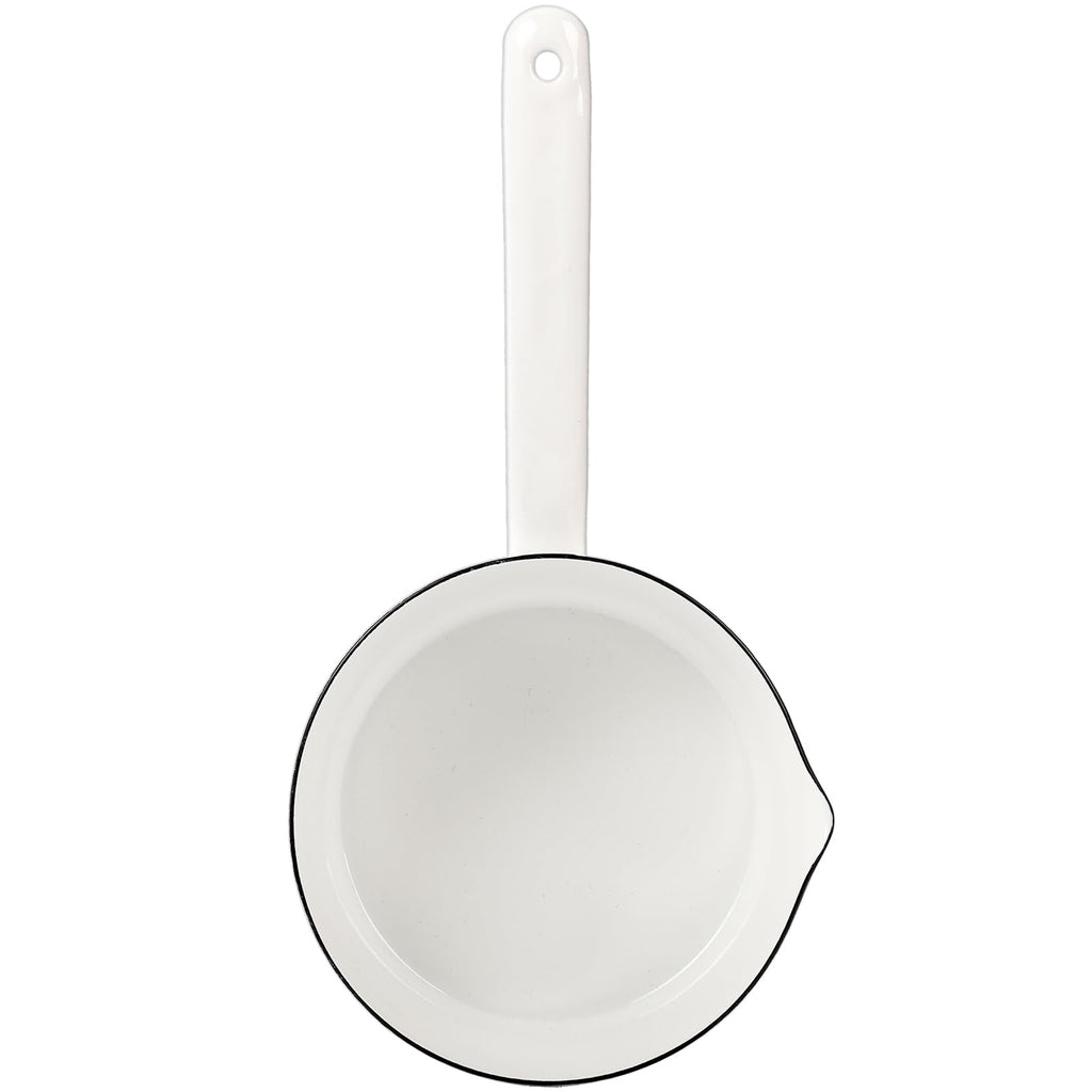Peohud Enamel Milk Pan, 37 Oz Milk Boiling Pot Stovetop Safe, Mini Butter Warmer Pan with Pour Spout, Nonstick Enamel Saucepan, Milk Melting Boiling Pot for Stove Top, White